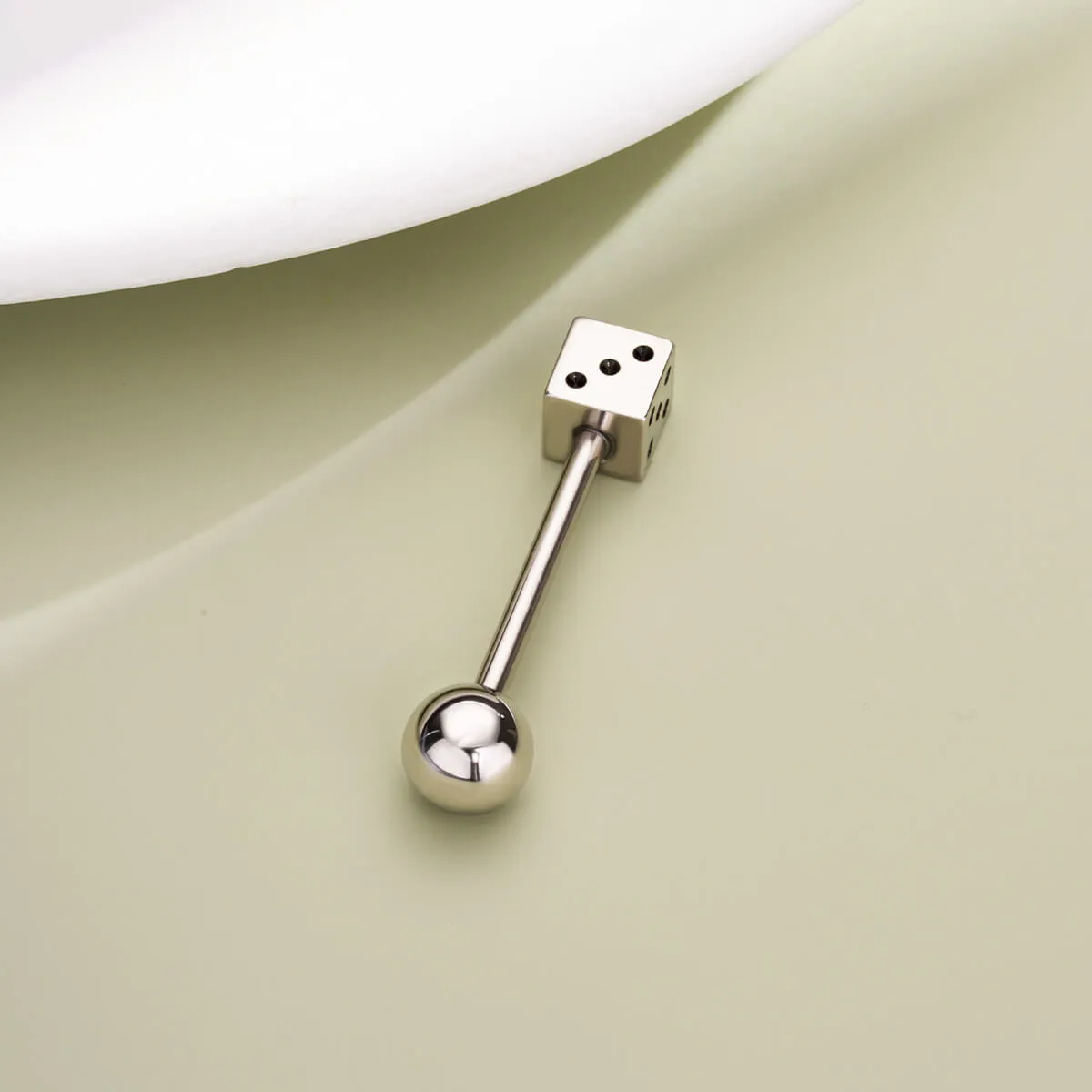 14G Internally Threaded Dice Shape Tongue Barbell Ring