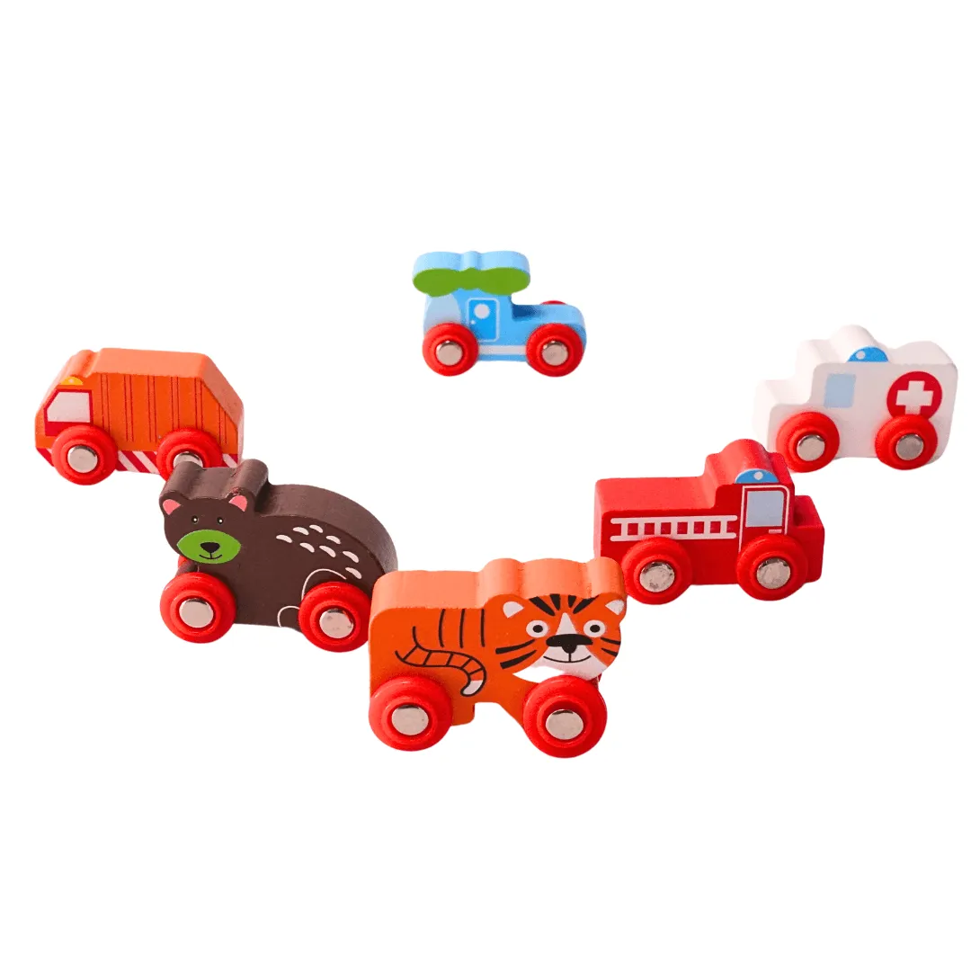 6 Cute Small Wooden Cars for Kids Age 3 (Random design will be send)