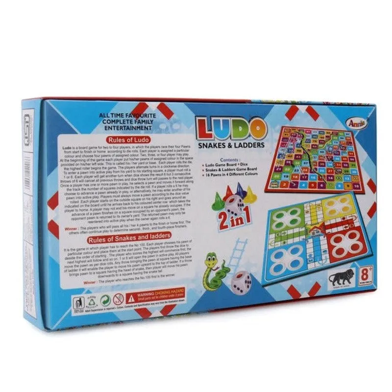 Annie 2 in 1 Ludo, Snakes & Ladders Small Board Game