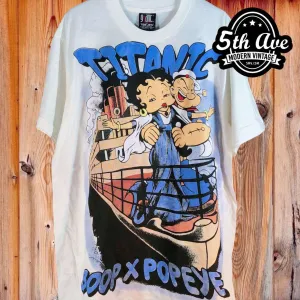 Betty Boop x Popeye x Titanic - AOP all over print New Vintage Animation T shirt