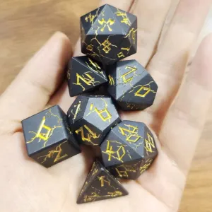 Black with Gold Metal Barbarian Dice Set