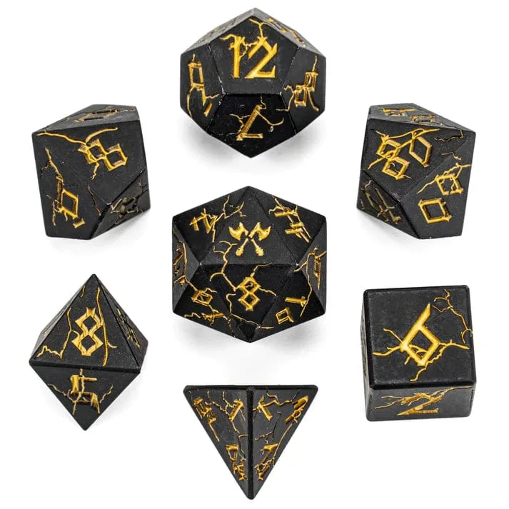 Black with Gold Metal Barbarian Dice Set