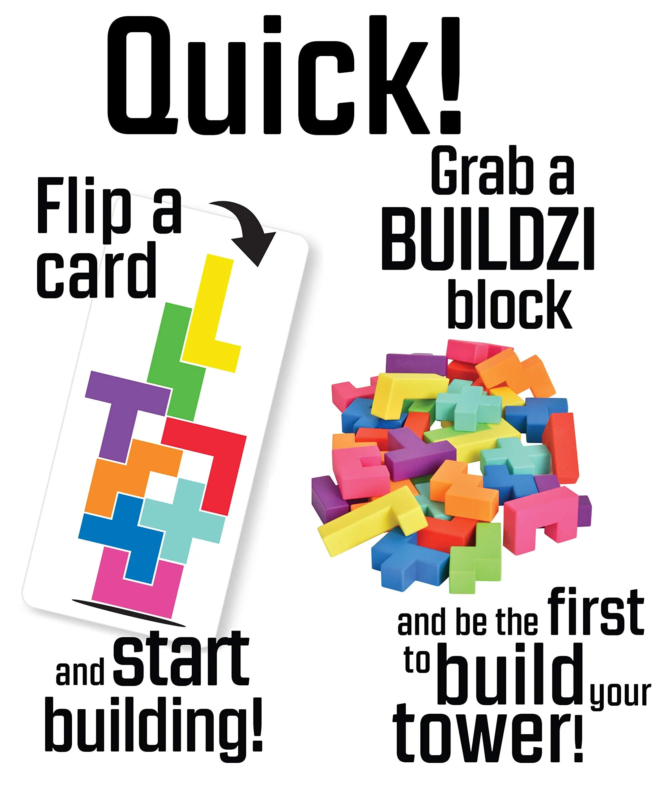 BUILDZI by TENZI - The Fast Stacking Building Block Game for The Whole Family