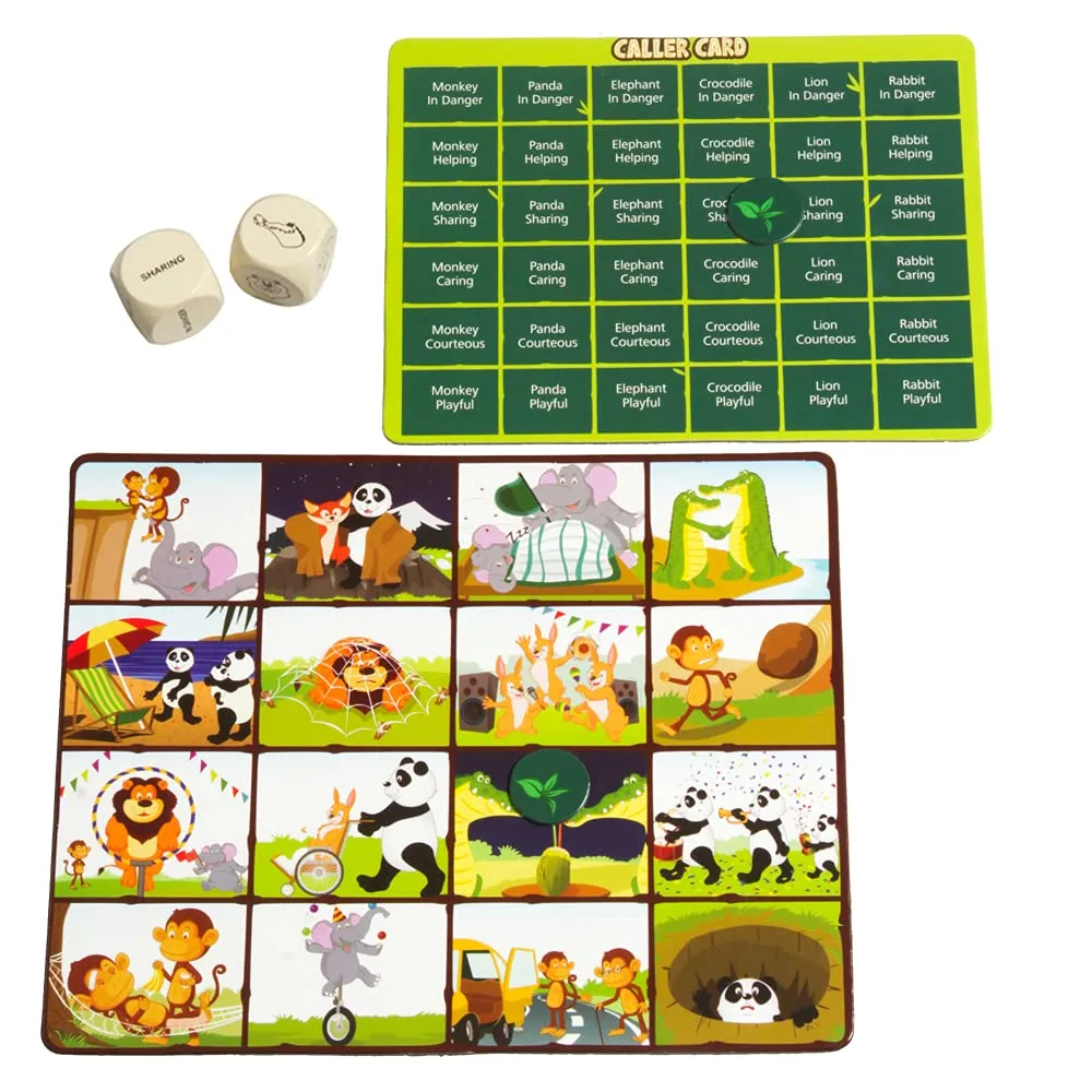 Chalk and Chuckles A Day in The Jungle, Fun Animal Bingo Board Game for Kids Age 4-7, Gift for Boys and Girls 5  Years