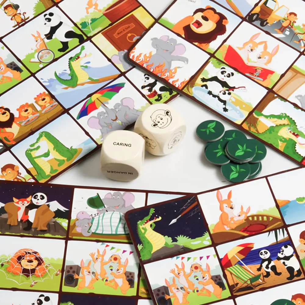 Chalk and Chuckles A Day in The Jungle, Fun Animal Bingo Board Game for Kids Age 4-7, Gift for Boys and Girls 5  Years