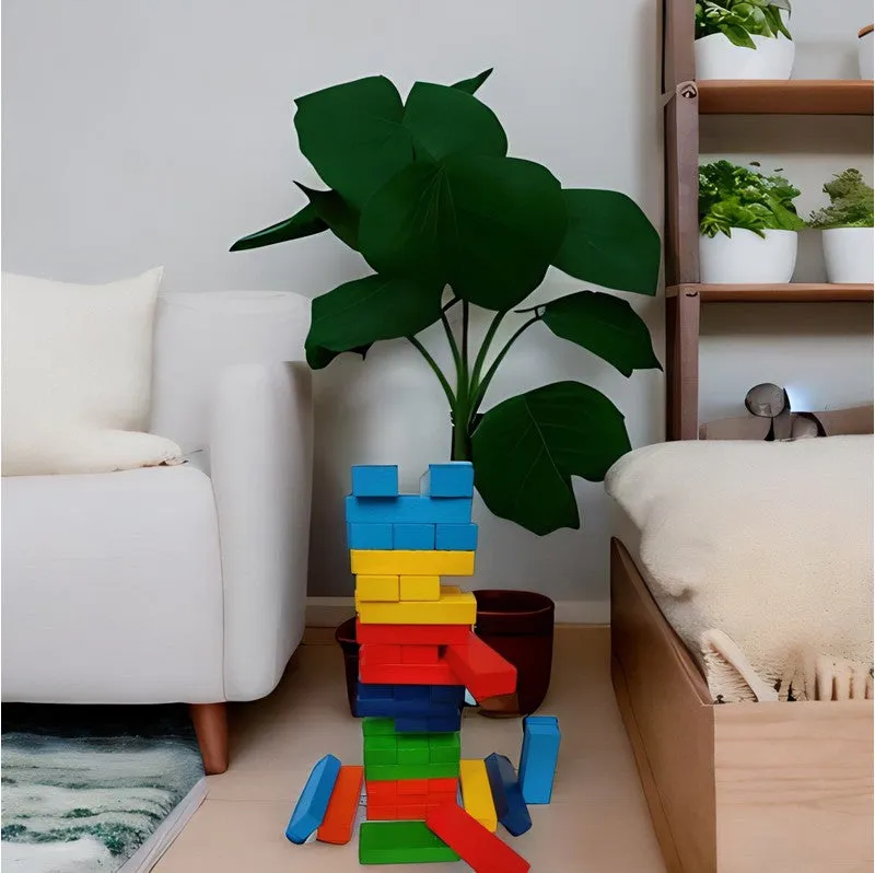 Colorful Jenga Blocks With Dice