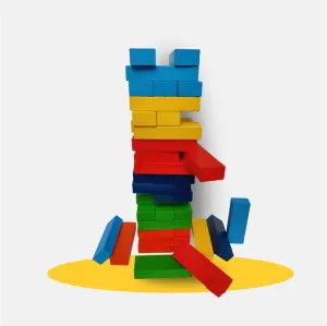 Colorful Jenga Blocks With Dice