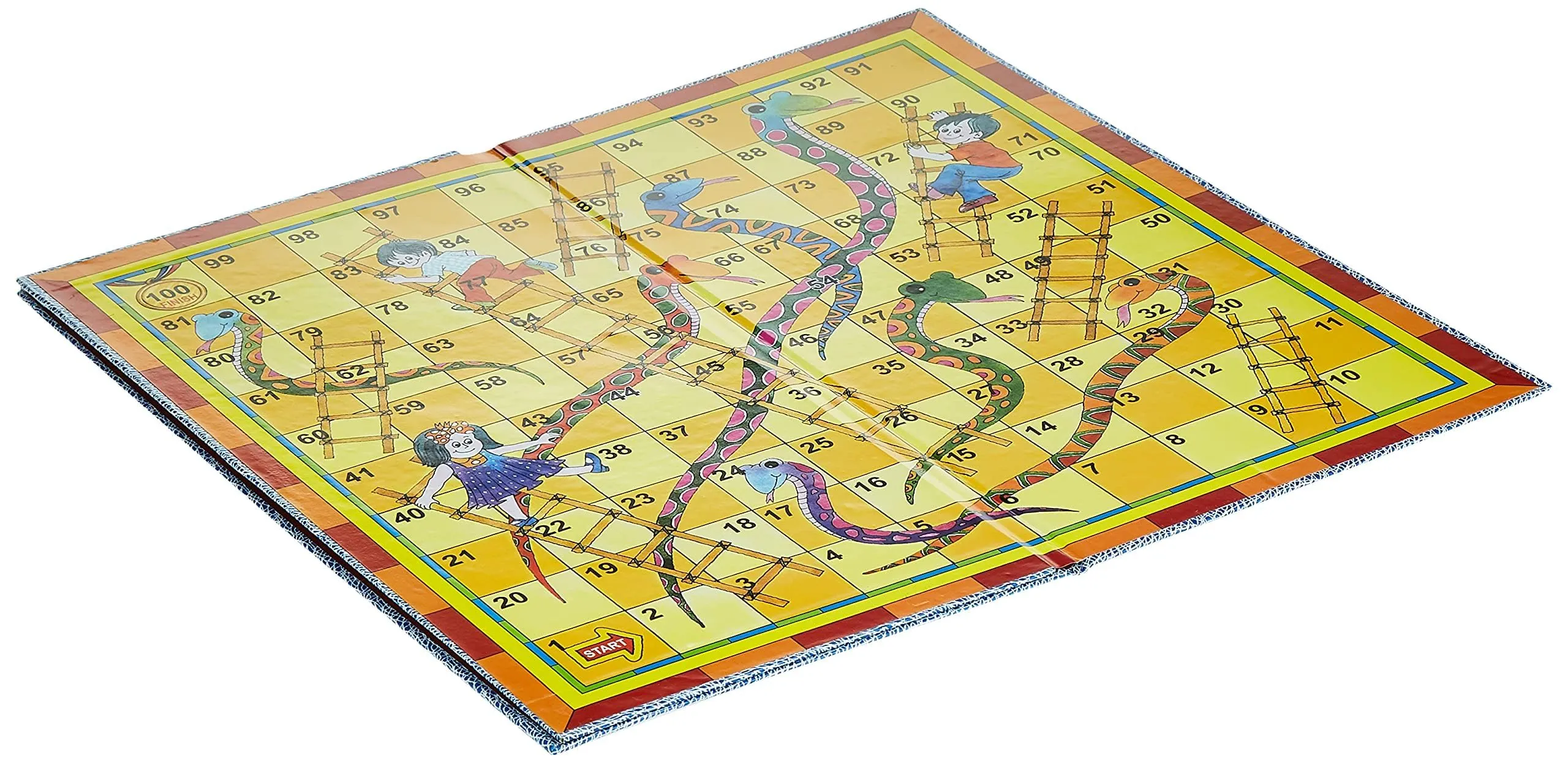 Creative's Snakes And Ladders Ludo Board Game | Play Board | Ludo Game | Saap Seedhi Travel Board Game for Child devlopment Ages -3 Years and Up | 2 Dice | 16 Play Pieces