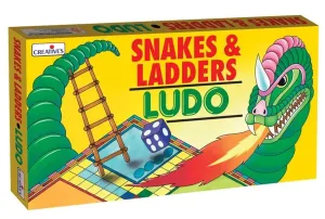 Creative's Snakes And Ladders Ludo Board Game | Play Board | Ludo Game | Saap Seedhi Travel Board Game for Child devlopment Ages -3 Years and Up | 2 Dice | 16 Play Pieces