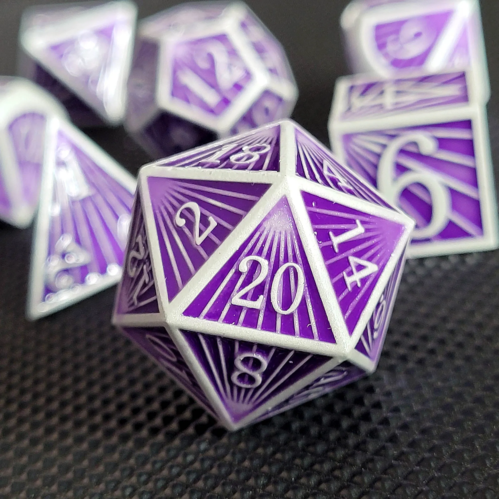 Deco Purple Metal RPG Dice Set