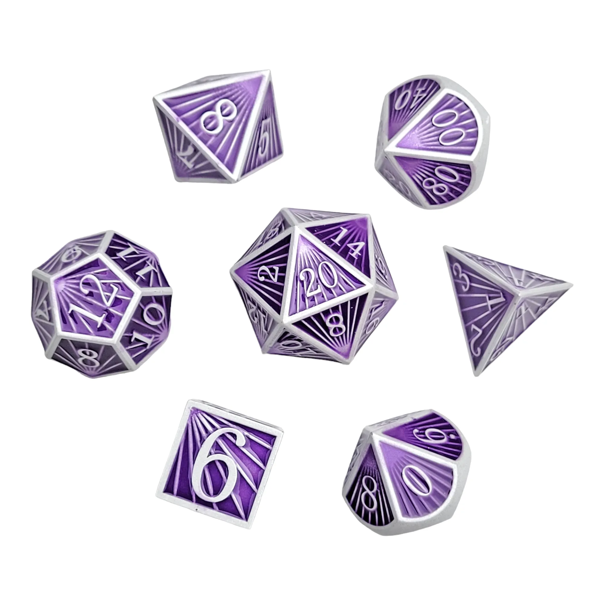 Deco Purple Metal RPG Dice Set