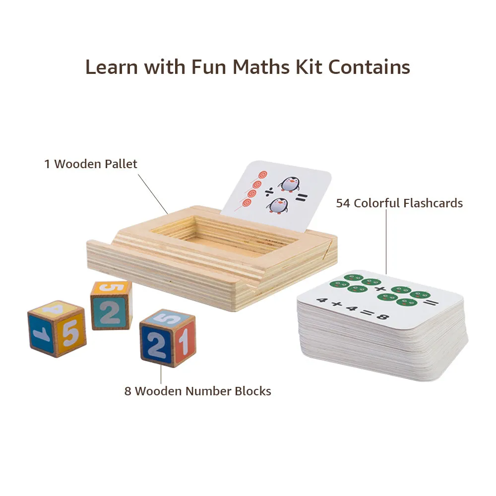 Dice and Card Computational Games | Learn Math & Counting with Flashcards and Dices | Wooden Arithmetic Interactive Educational Fun Activity Kit for Kids Ages 3 and Up