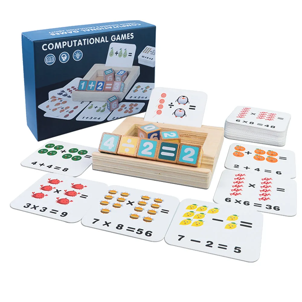 Dice and Card Computational Games | Learn Math & Counting with Flashcards and Dices | Wooden Arithmetic Interactive Educational Fun Activity Kit for Kids Ages 3 and Up