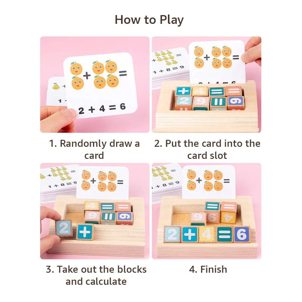 Dice and Card Computational Games | Learn Math & Counting with Flashcards and Dices | Wooden Arithmetic Interactive Educational Fun Activity Kit for Kids Ages 3 and Up