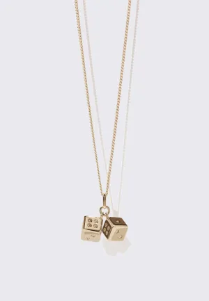 Dice Charm Necklace - Gold Plated