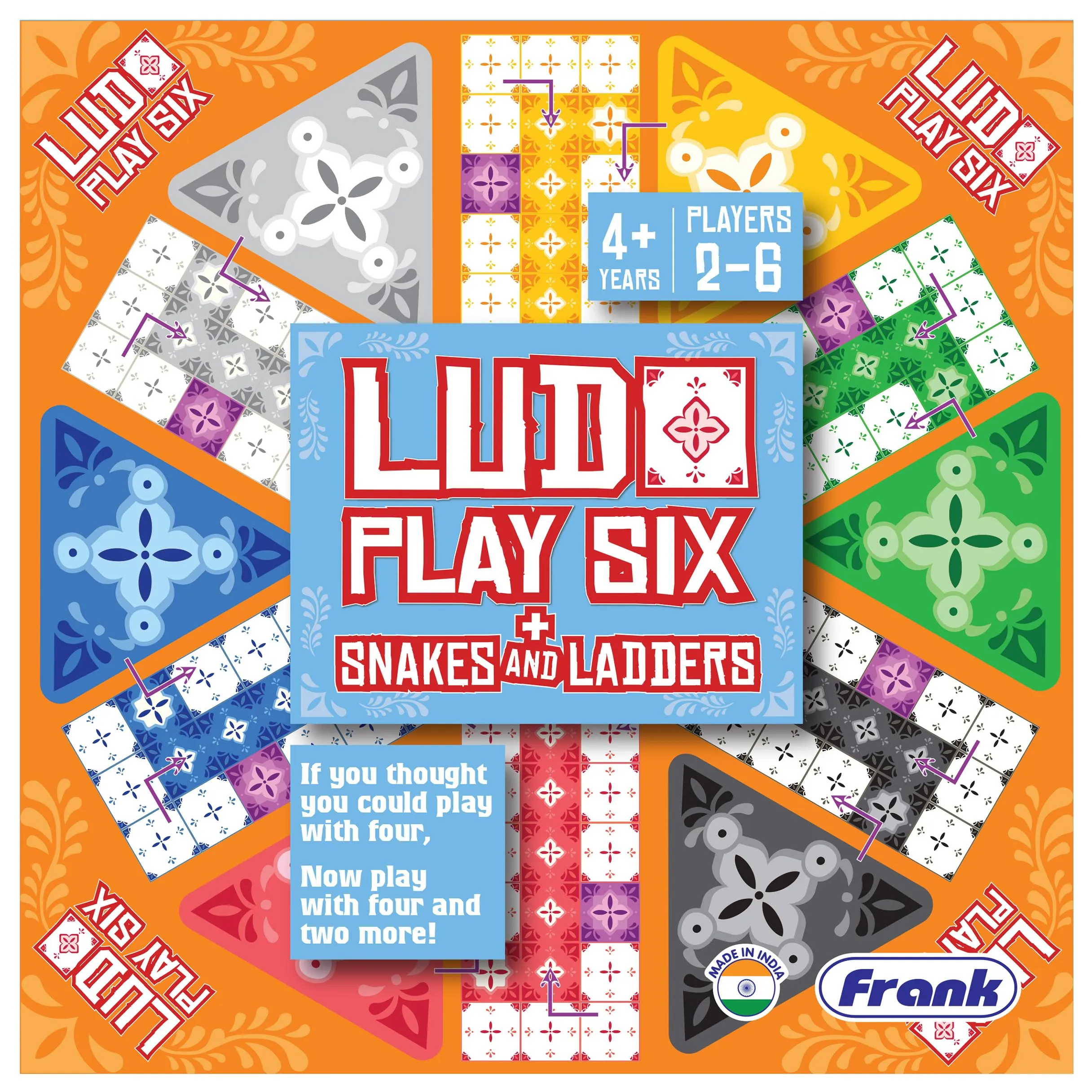 Frank Ludo Play Six and Snakes and Ladders Board Game for Kids 6 Years & Above - Fun Games - 22137