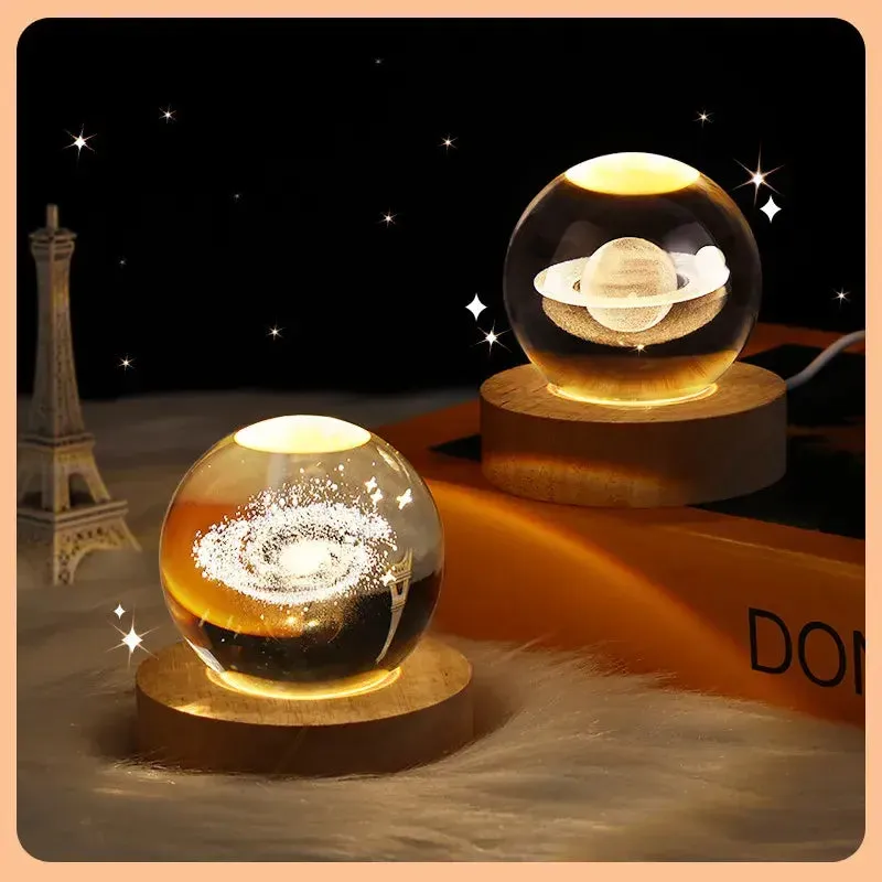 Galaxy Astronaut Crystal Night Light