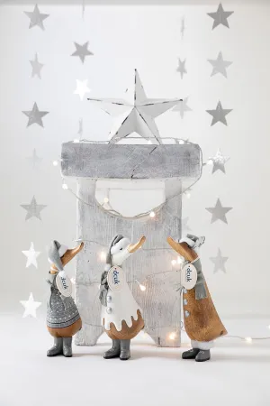 Grey Alpine Wooden Christmas Ducklings - Choice of Design