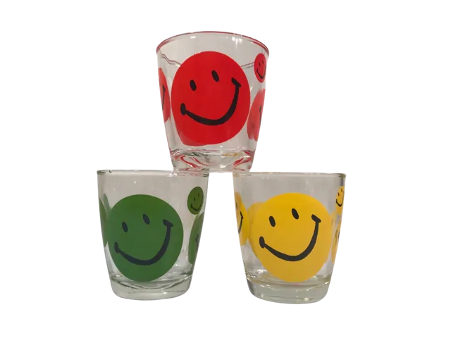 Hazel Atlas Retro Smiley Face Glasses (Set of 3)