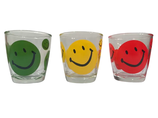 Hazel Atlas Retro Smiley Face Glasses (Set of 3)