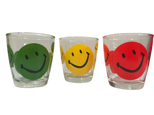 Hazel Atlas Retro Smiley Face Glasses (Set of 3)