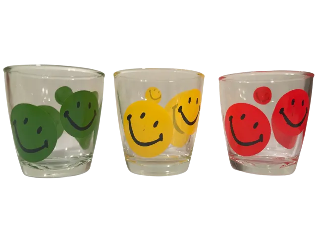 Hazel Atlas Retro Smiley Face Glasses (Set of 3)