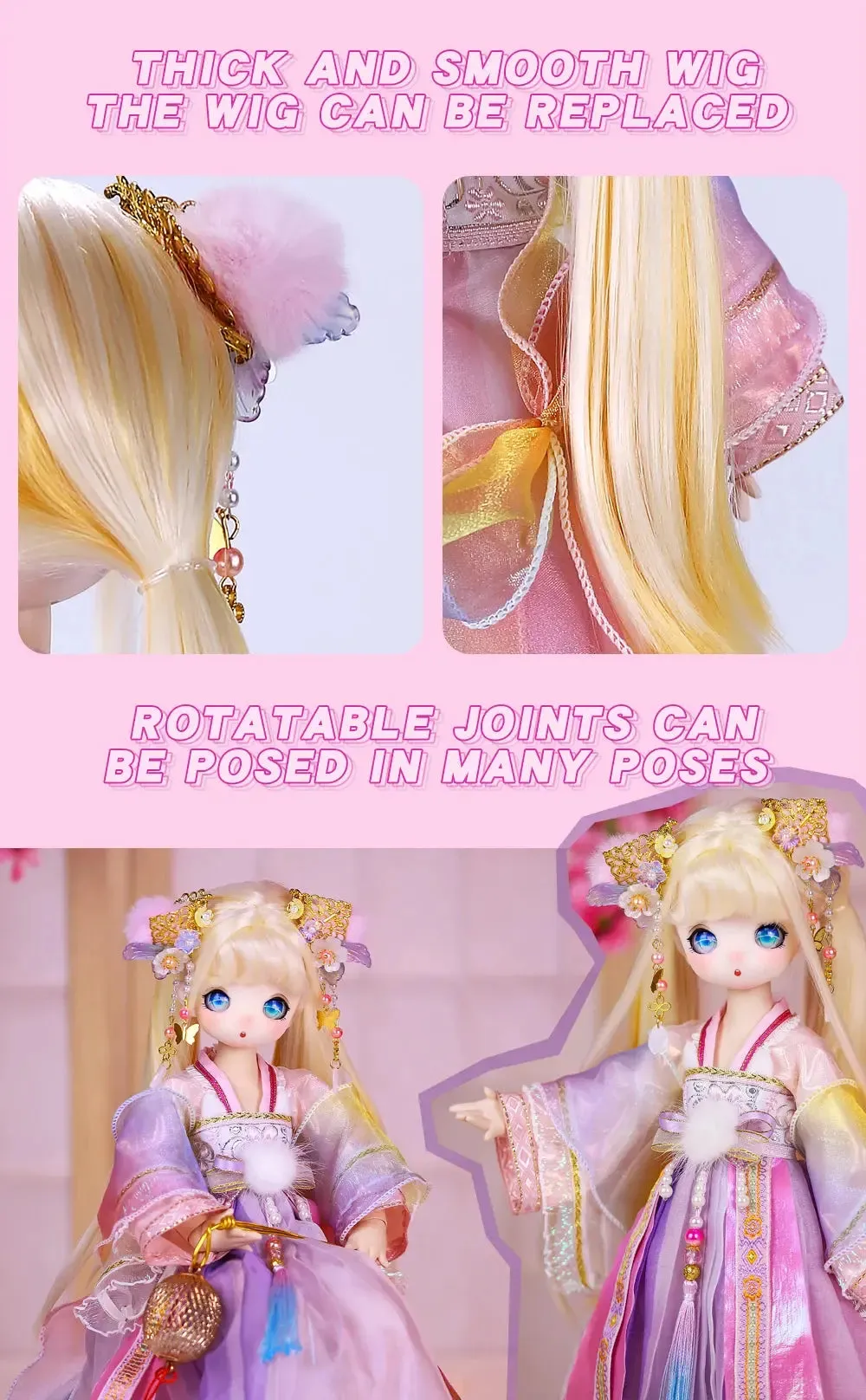 ICY DBS 1/4 BJD Dream Fairy Doll – 40cm SD Anime Toy with Mechanical Joint Body | Official Makeup