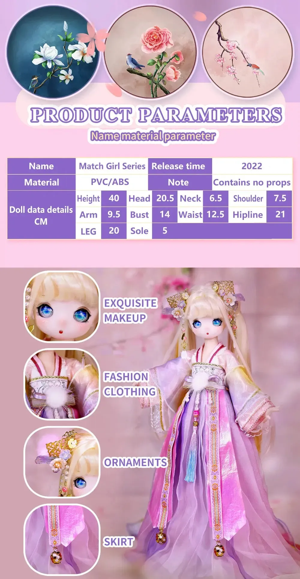 ICY DBS 1/4 BJD Dream Fairy Doll – 40cm SD Anime Toy with Mechanical Joint Body | Official Makeup