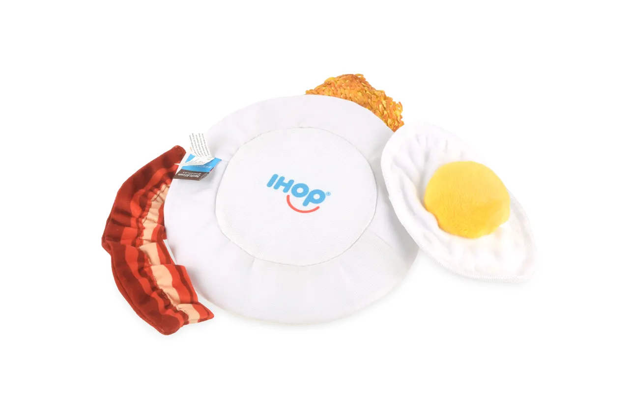 IHOP x P.L.A.Y. Squeaky Plush Dog toys, Eggcellent Play Platter