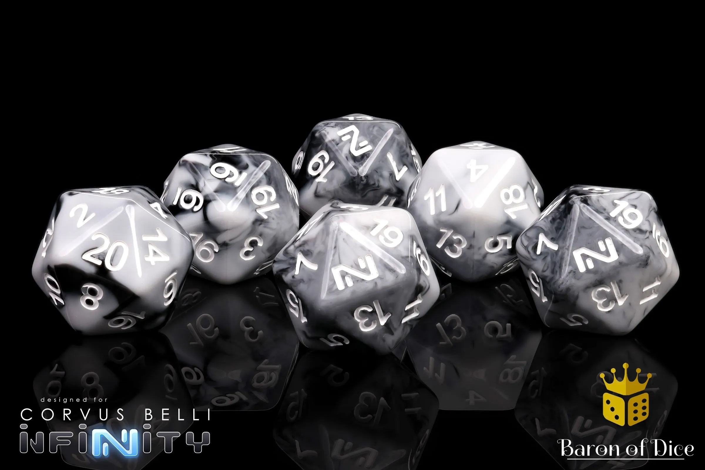 Infinity: N4 Marbled w/ White - Official Dice Set