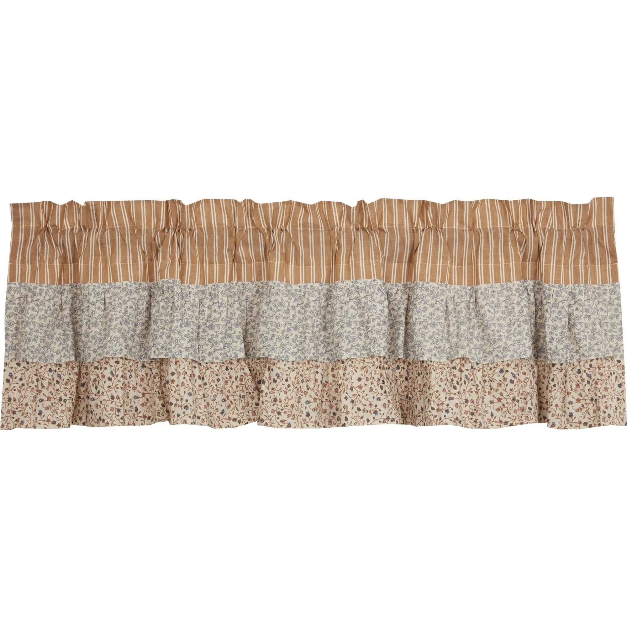 Kaila Ticking Gold Ruffled Valance 16x60