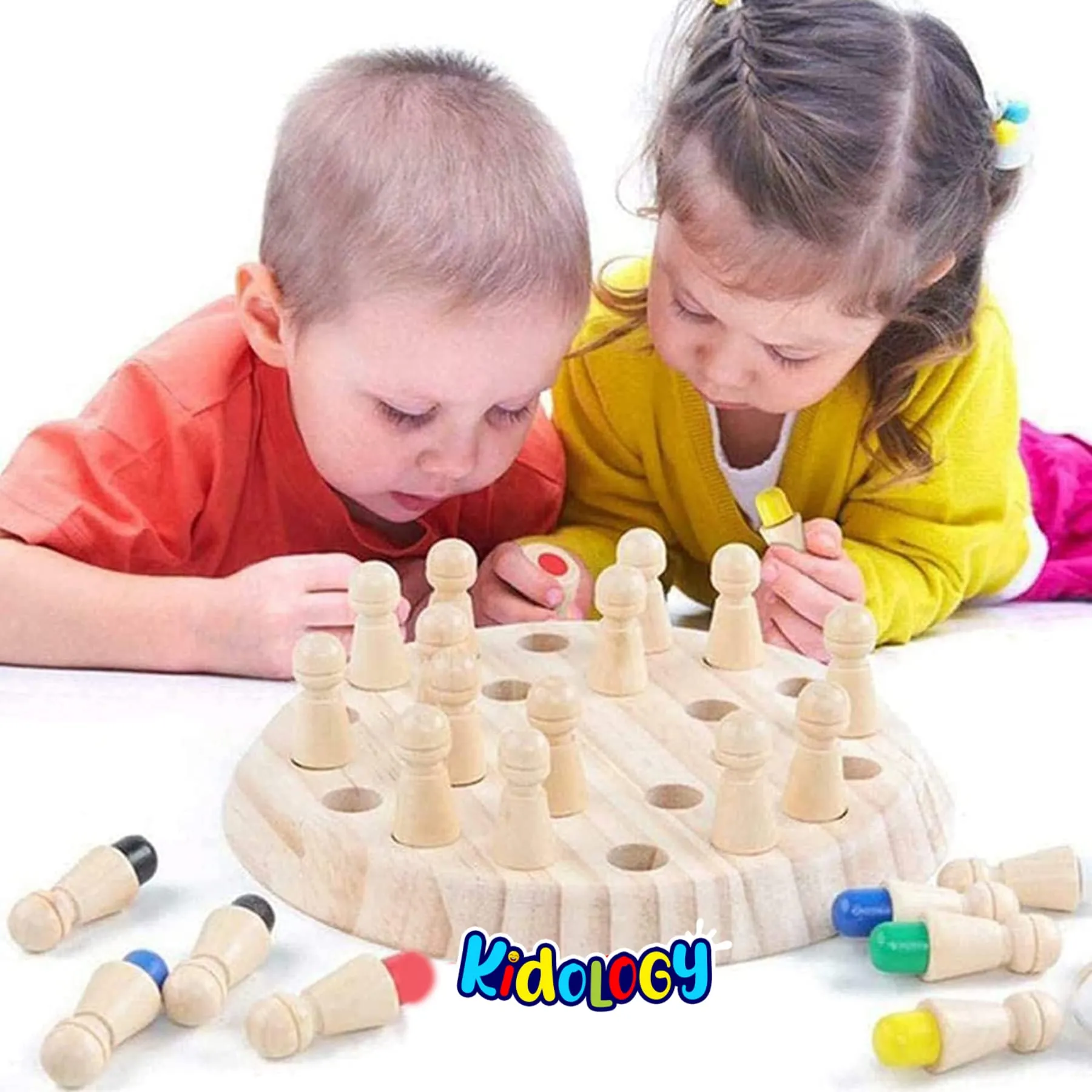 Kidology Wooden Memory Match Stick Chess Game | Color Memory Chess, Parent-Child Interaction Toy | Educational Intelligent Logic Game and Brainteaser Toys for Boys and Girls (Chess)