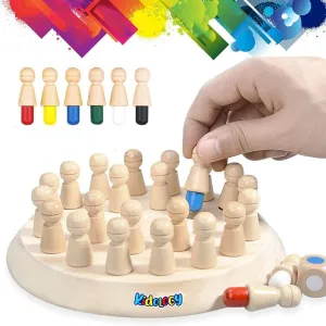 Kidology Wooden Memory Match Stick Chess Game | Color Memory Chess, Parent-Child Interaction Toy | Educational Intelligent Logic Game and Brainteaser Toys for Boys and Girls (Chess)