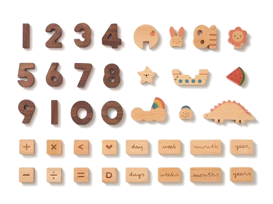 Oioiooi Wooden Number Play Blocks