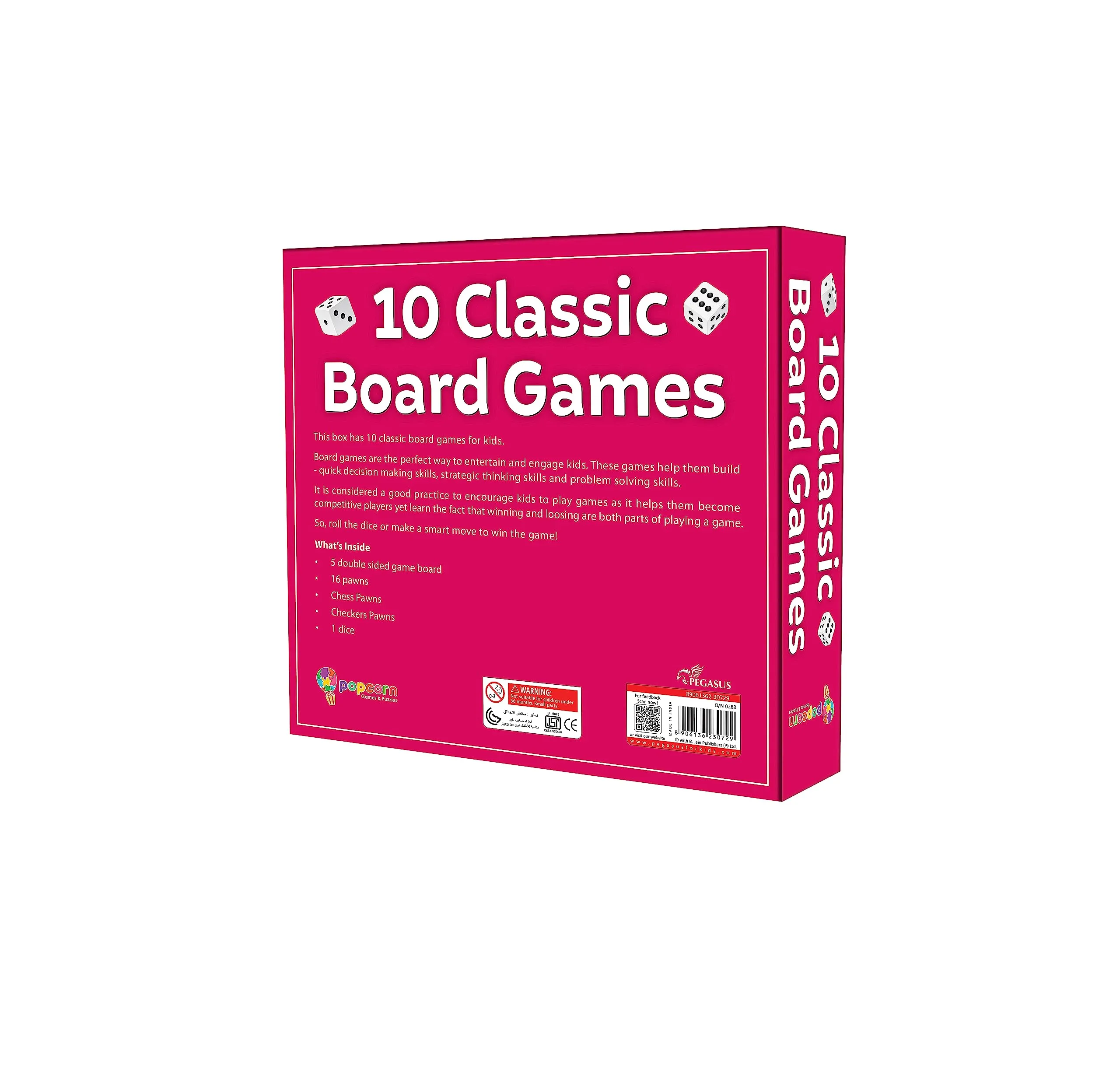 Popcorn Games & Puzzles 10 in 1 Classic Board Games for Smart Kids|Help to Boost Decision Making,Strategic Thinking and Problem Solving, Family