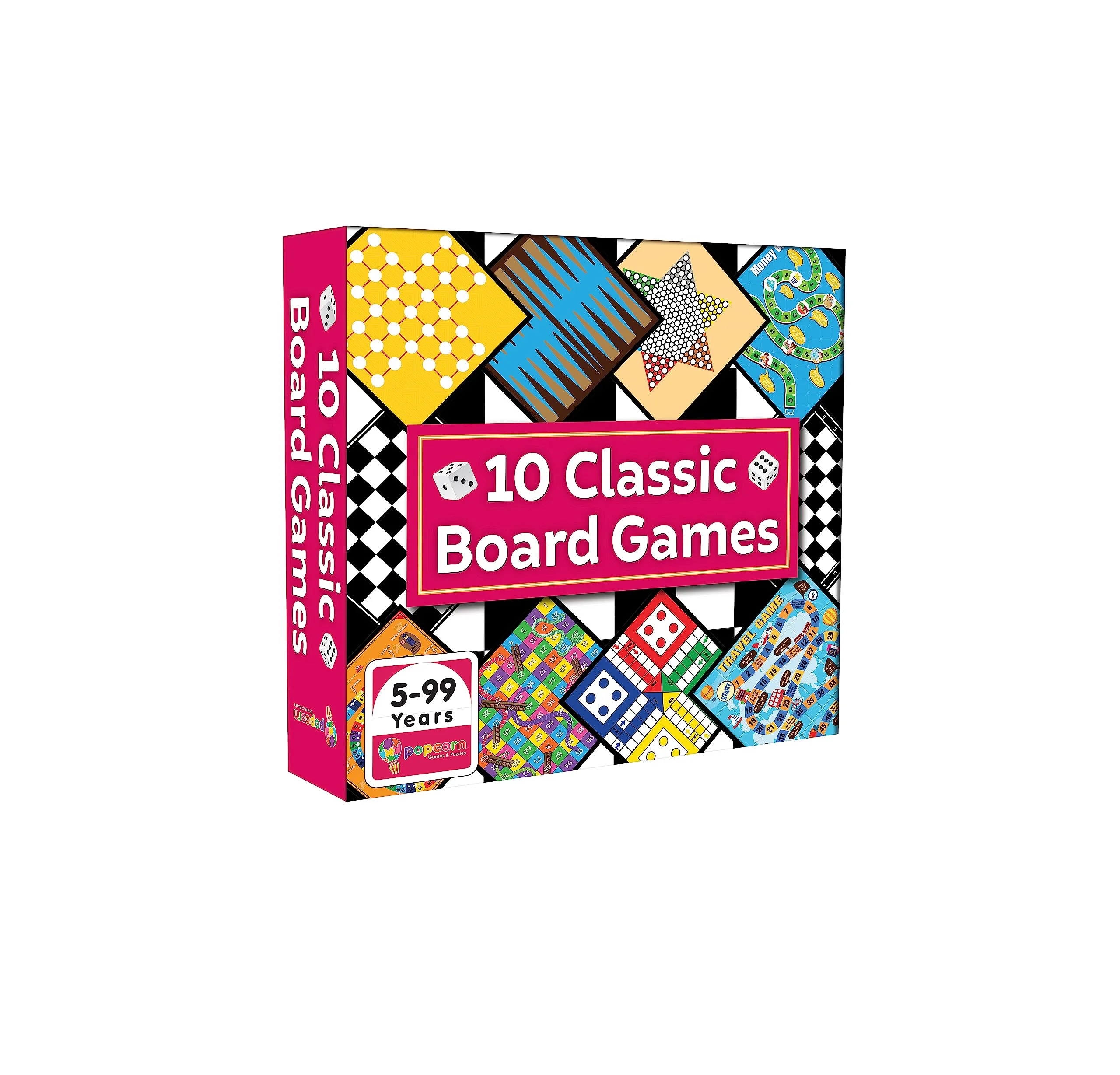 Popcorn Games & Puzzles 10 in 1 Classic Board Games for Smart Kids|Help to Boost Decision Making,Strategic Thinking and Problem Solving, Family