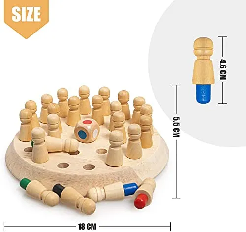 SHINETOY Matching Games, Wooden Memory Match Stick Chess Game,BLOWEST Colorful Memory Chess, Funny Block Board Game, Early Educational Toy, Brain Trainig Games