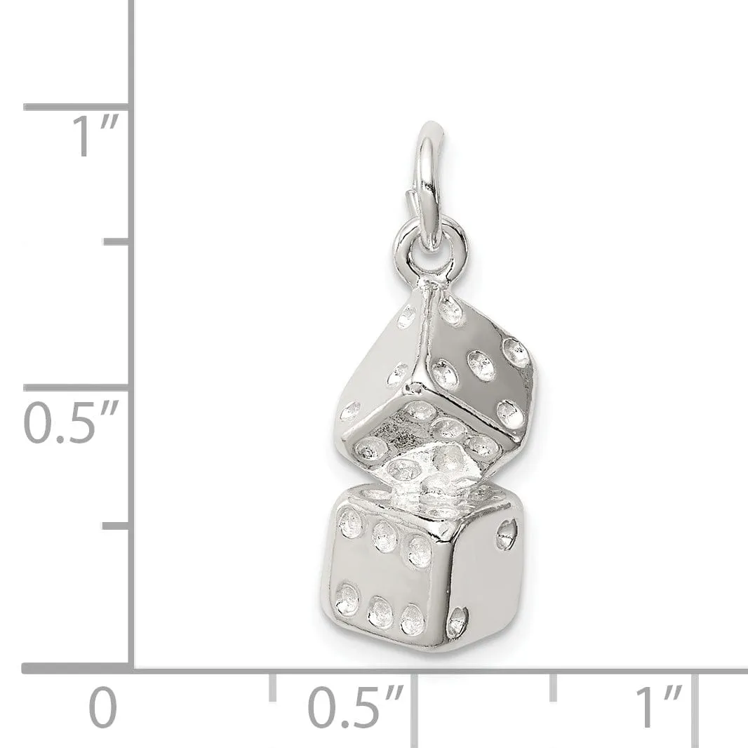 Sterling Silver Polished 3-D Large Dice Charm