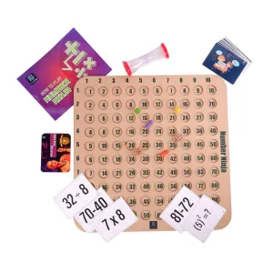 Wooden Math Multiplication Board Game with Dice and Card